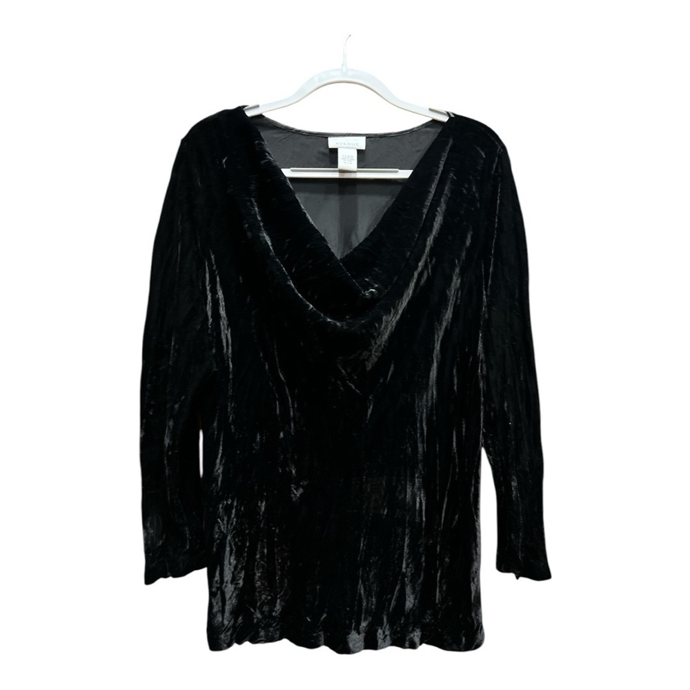 Avenue Black Crushed Burn-Out Velvet Cowl-Neck Pullover Top Gothic grunge 14/16